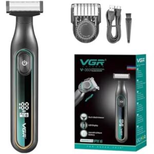 vgr v360 digital display cordless dual sided oneblade trimmer shaver 0.59mm adjustable comb for com 494.4